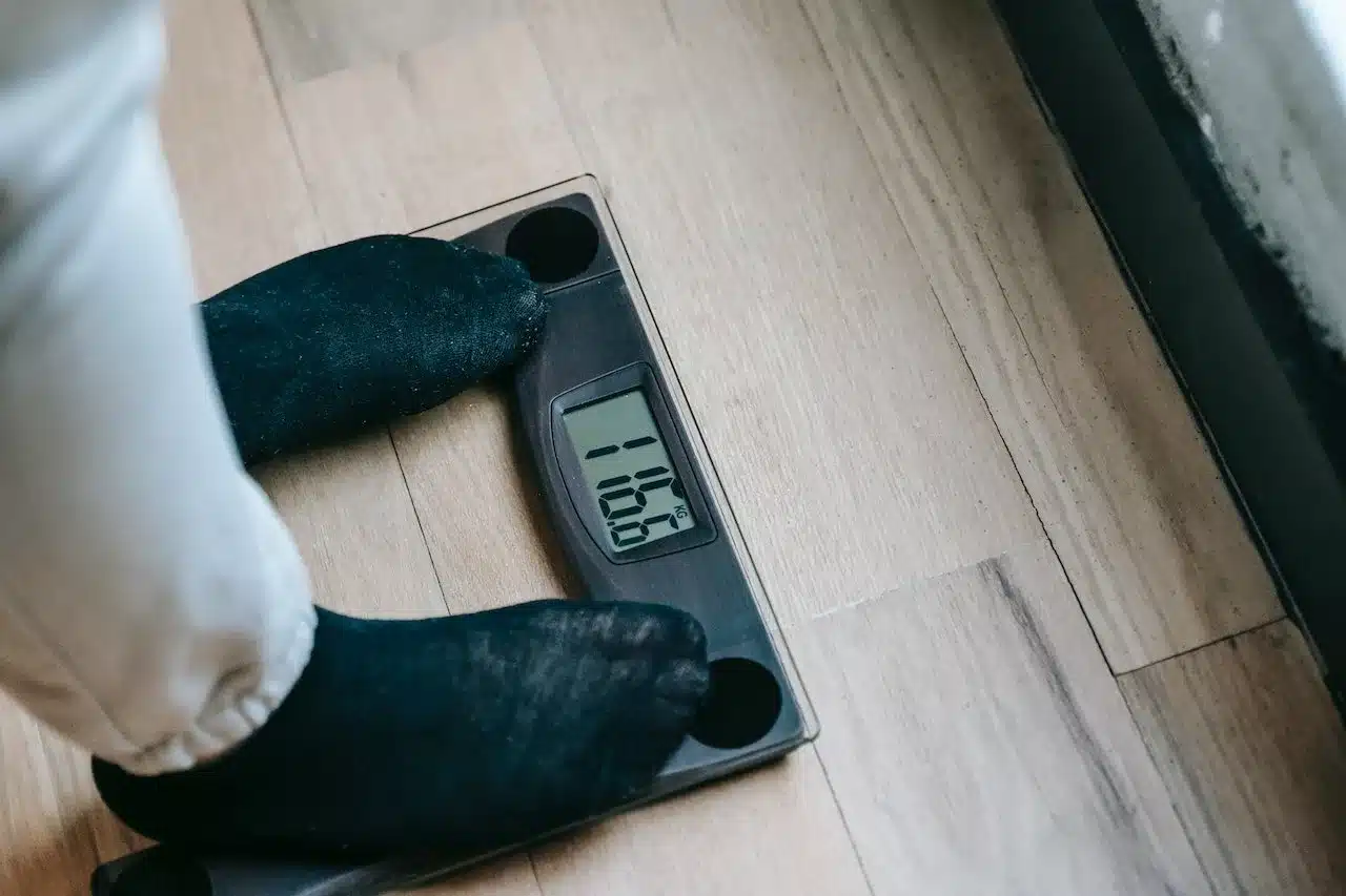 Person on weight scale